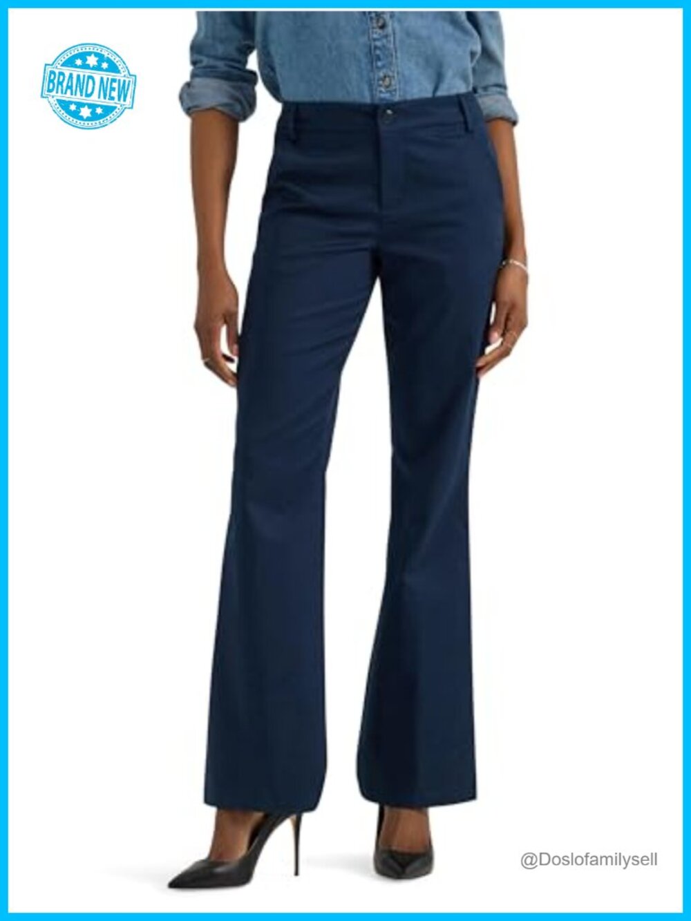 Wrinkle Free Mid Rise Bootcut Pants Regular Fit Stretch